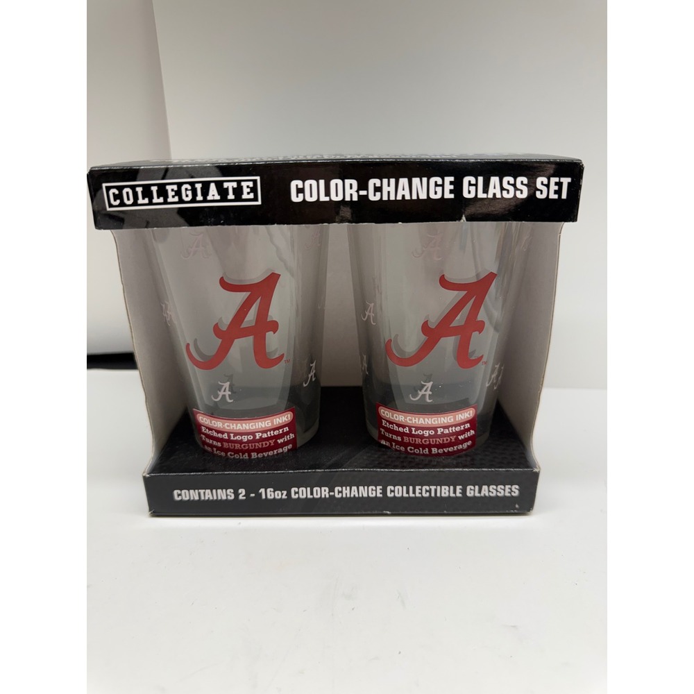 Alabama Crimson Tide Color-Change Glass Set 2 Pack 16oz Collegiate Bama Pint